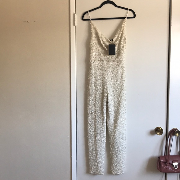 black halo sequin jumpsuit